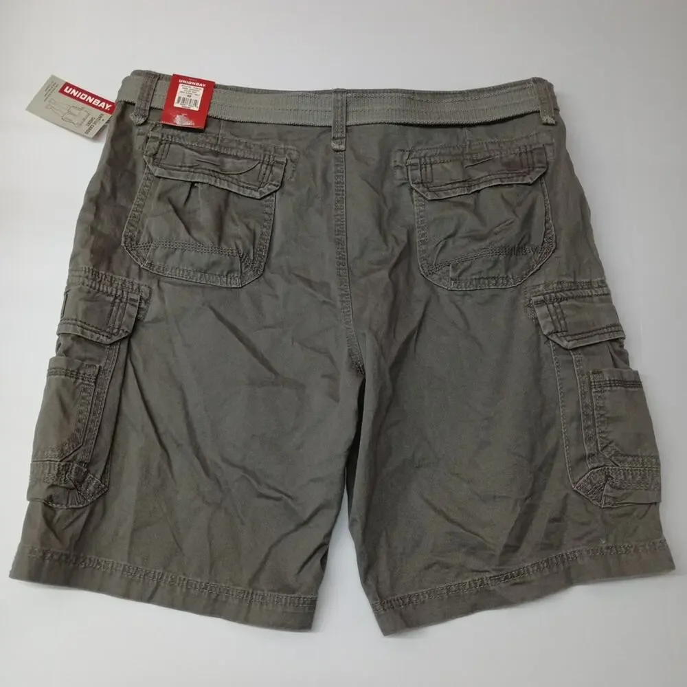 Union Bay Cargo Shorts Men's Size 40 11” Ins Gray Goose Belt‎